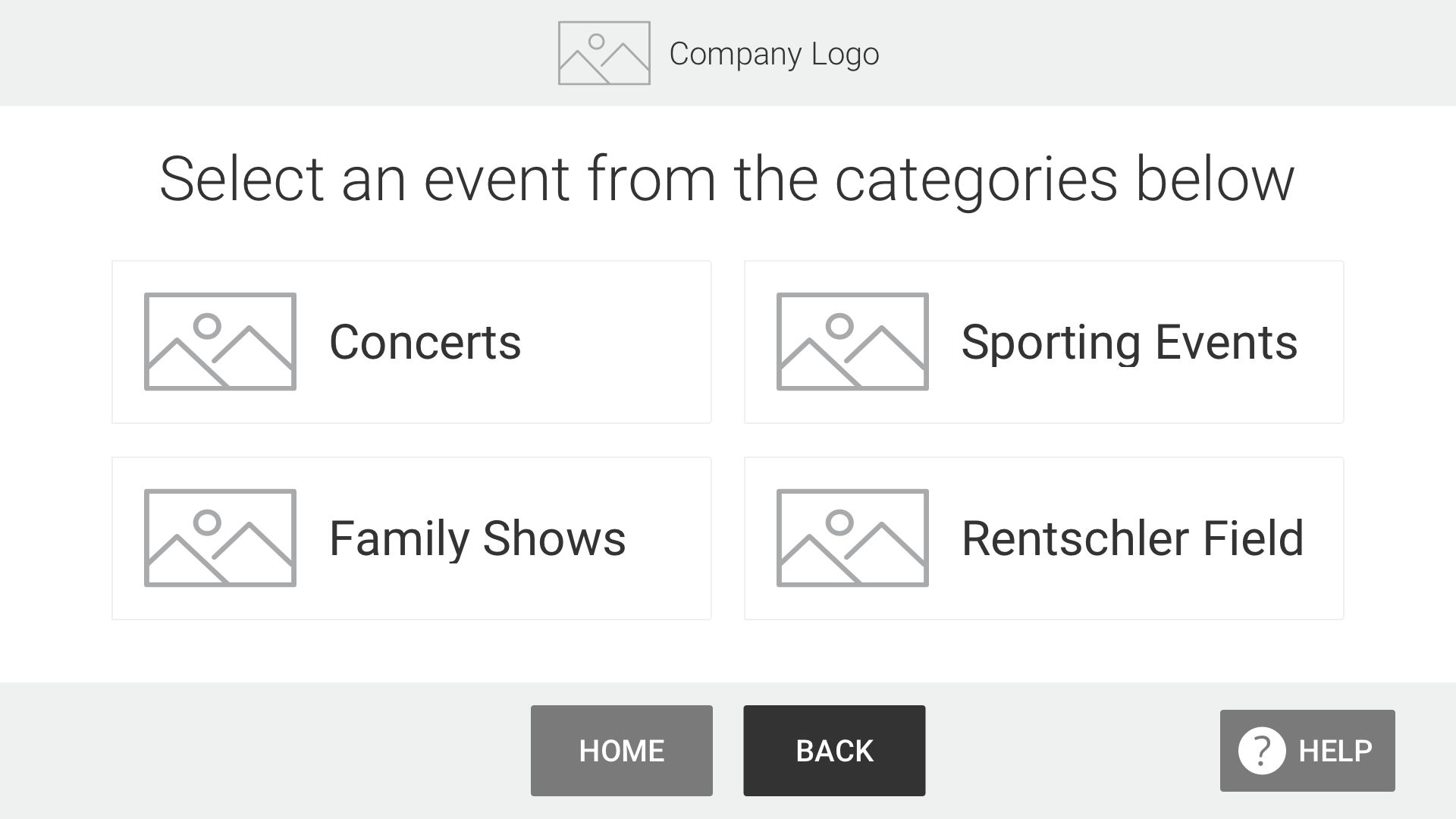 Events selection listings