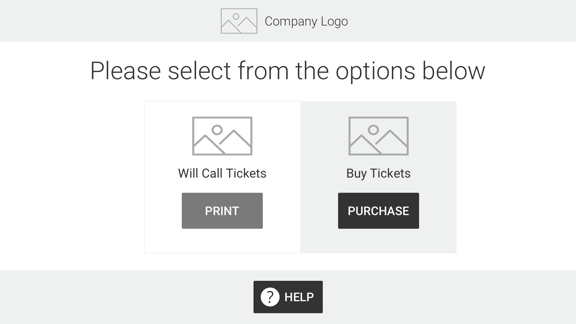 Options list for will call and purchasing tickets